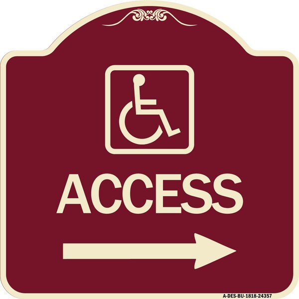 Signmission Access W/ Updated Isaand Right Arrow Heavy-Gauge Aluminum Architectural Sign, 18" H, BU-1818-24357 A-DES-BU-1818-24357 - main